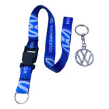 Chaveiro Metal Volkswagen Cordão Preto Com Engate 2 Peças
