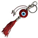 Chaveiro Olho Grego Vermelho Pompom 16 Cm