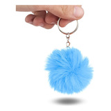 Chaveiro Pompom Pelúcia Kit C 12 Azul Turquesa Nybc