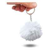 Chaveiro Pompom Pelúcia Kit C 12 Branco Nybc