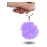 Chaveiro Pompom Pelúcia Kit C 12 Lilás Nybc