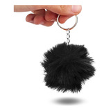 Chaveiro Pompom Pelúcia Kit C 12 Preto Nybc