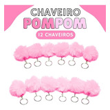 Chaveiro Pompom Pelúcia Kit C 12 Rosa Claro Nybc