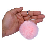 Chaveiro Pompom Pelúcia Rosa Claro 70 Mm Kit C 12 Nybc