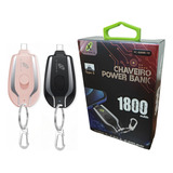 Chaveiro Power Bank Tipo C Carregador Portátil Mini Bateria Cor Rosa