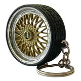 Chaveiro Roda Esportiva Volcano Bbs Dourada Prata C Pneu Vw