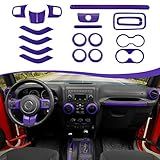 CheroCar Kit De Acabamento Interno Com 18 Peças Para Jeep Wrangler JK JKU 2011 2018 4 Portas Capa De Volante Capa De Suporte De Copo Com Acabamento De Ventilação De Ar Condicionado Moldura De Maçanetas De Mudança De Marchas Roxo 