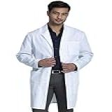 Cherokee Casaco De Laboratório Longo Masculino Com Fecho De Botão Frontal 3 Bolsos E Comprimento Central Das Costas 96 5 Cm CK412 Branco M