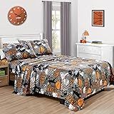 Chezmoi Collection Jogo De Lençol De Basquete Infantil De 3 Peças Microfibra Macia Cinza Laranja Preto Estampado Esportes Basquete Slam Dunk Fun Kids Sheets Tamanho Duplo