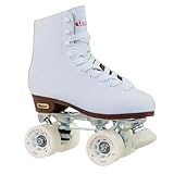 Chicago Patins De Patins Femininos E Femininos Premium Com Forro De Couro - Patins Quádruplo Branco Clássico