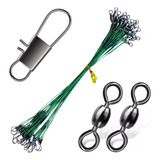 Chicote Pesca Kit 10 Cabo Aço Com Snap Encastoado Girador