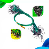 Chicote Pesca Kit 15 Cabo Aço Com Snap Encastoado Girador
