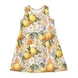 CHIFIGNO Vestido Para Meninas Sem Mangas Verão Casual Gola Redonda Roupas Infantis Vestido De Festa 2 8T Flores Laranja Estilo Siciliano Com Limões 4 Anos