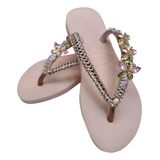 Chinelo Decorado Havaianas Slim Com Strass Bordado A Mão