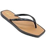 Chinelo Feminino Strass Lola Rasteira Sandália Brilho Preto Cor Preto Tamanho 35 36