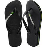Chinelo Havaianas Brasil Logo Bandeira Original Preto