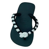 Chinelo Havaianas Customizado Strass Meia Cana Boreal