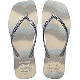 Chinelo Havaianas Feminino Quadrado Com Glitter Square Party Prata BR Adulto Faixa Numérico M 39 40 