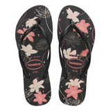 Chinelo Havaianas Feminino Slim Organic Floral Tiras Finas