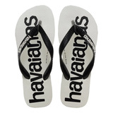 Chinelo Havaianas Top Logomania Branco Preto Original