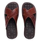 Chinelo Ortopédico Anatômico Anti Stress Masculino Couro