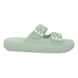 Chinelo Usaflex Slide Plataforma Eva Poofy Fivela Brilho