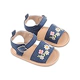 Chinelos Para Bebês Meninas Sapatos De Caminhada Sola Macia Continuamente Bordados Sapatos De Bebê Sandálias Respiráveis Azul 6 Bebês 