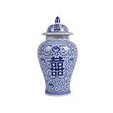 Chinoiserie Pote De Gengibre Com Tampa Estilo Antigo Porcelana Azul E Branca Vaso De Flores Decorativo Para Casa