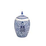Chinoiserie Pote De Gengibre Com Tampa Estilo Antigo Porcelana Azul E Branca Vaso De Flores Decorativo Para Casa