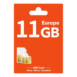Chip Internacional Europa Franquia 11gb Chamadas 30 Dias