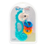 Chocalho Com Mordedor Cavalo Marinho Bebê Bpa Free Buba Baby Cor Azul