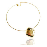 Chocker Rígido Com Quadrado banhada A Ouro Amarelo