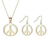 Choice Of All Conjunto De Brincos De Colar De Sinal De Paz Para Mulheres Homens 60 Anos 70 Acessórios De Joias Hippie Colar Brincos Metal Sem Pedra Preciosa