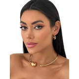 Choker Aro Gota Tendência Banhado Ouro Prata Brinde