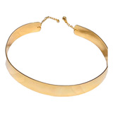 Choker Aro Rígida Larga Banhada Ouro Brinde