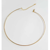Choker Aro Rígida Liso 37cm 8cm Alongador Banhado Ouro 18k