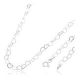 Choker Colar Corrente Gargantilha Coração Prata 925 45 Cm Cor Prateado