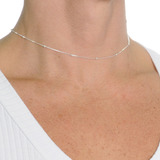 Choker Colar Feminino Com Bolinhas Banhado A Prata 925 35cm