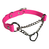 Choker Coleira Gargantilha Couro Coração Corrente Barbie