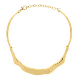 Choker Rígida Aro Martelada Banhada Ouro Prata Brinde