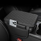 ChuLian Capa De Console Central De Carro Capa De Apoio De Braço Atualizada Almofada Com Bolsos Laterais Almofada De Apoio De Braço De Carro De Couro De Microfibra Universal Protetor De Acessórios