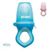 Chupeta Alimentadora Fruta Carne Bebê Mordedor Kuka Silicone Cor Azul