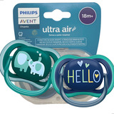 Chupeta Avent Menino Ultra Air Dupla Decorada 18m Plus Azul