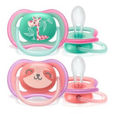 Chupeta Avent Ultra Air Dupla 18m Rosa Menina