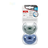 Chupeta Nuk Sensitive Kit 2 Unidades Fase 2 100  Silicone Cor Azul Período De Idade 6 12 Meses