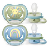 Chupeta Ultra Air Avent 0 6 Meses Sol Arco Iris Verde Azul