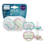 Chupeta Ultra Air Dupla Noturna Brilha No Escuro 0 6m Avent