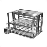 Churrasqueira 5 Espetos Elevatória Com Grelha Auxiliar Inox