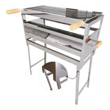 Churrasqueira A Carvão Grelha Cor Aço Inox 60x40 C 2 Andares