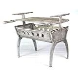 Churrasqueira De Alumínio Fundido Grande 76cm Altura Com 2 Niveis De Elevação De Grelha- Desmontável - Pegador De Carnes De Inox 32cm - Churrasco